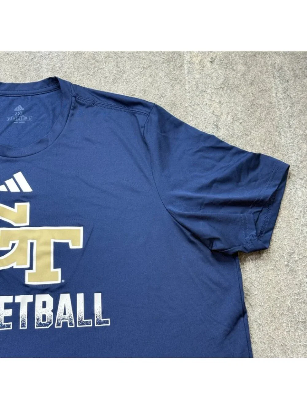 Georgia Tech Yellow Jackets Adidas Shirt Men 2XL Blue Performance Crew Neck
